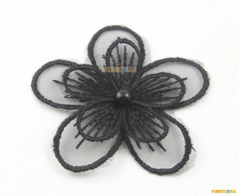 5 Stück Blume Spitze Applikation Schwarz Terylen Bestickt Patch 6cm | Lace162 5 Stück Blume Spitze Applikation Schwarz Terylen Bestickt Patch 6cm | Lace162 von ForestEra