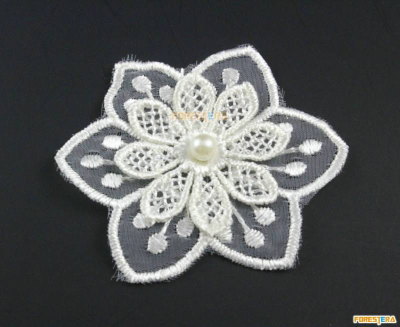 5 Stück Blume Spitze Applikation Weiß Terylen Bestickt Patch 5, 2 cm | Lace151 von ForestEra
