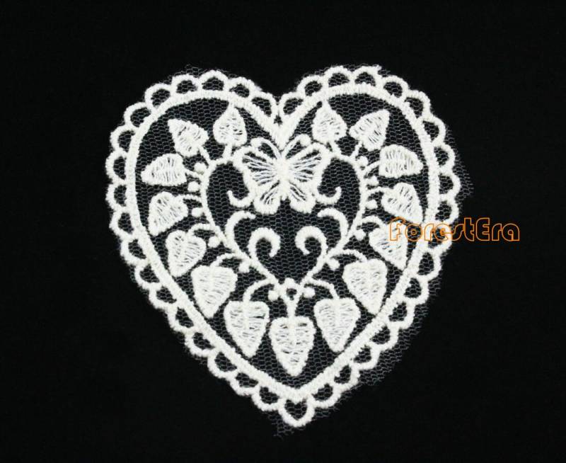 5 Stück Elfenbein Beige Spitze Applikationen Floral Bestickt Patches Herz 70x75mm | Lace20-25049 5 Stück Elfenbein Beige Spitze Applikationen Floral Bestickt Patches Herz 70x75mm | Lace20-25049 von ForestEra