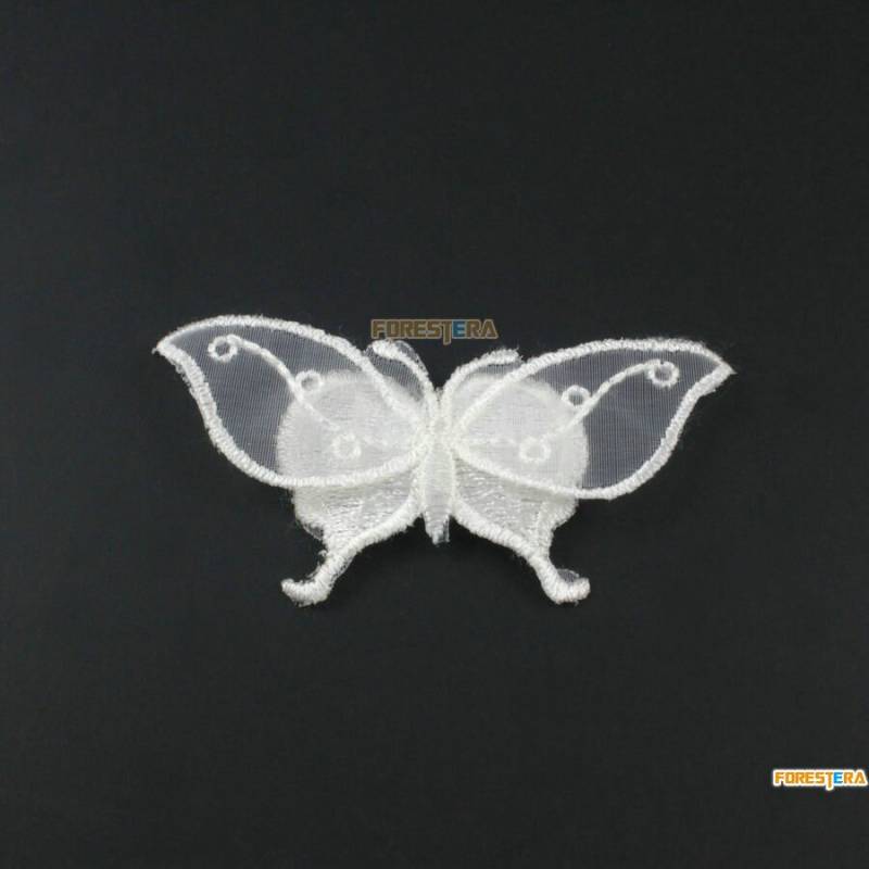 5 Stück Schmetterling Spitze Applikation Weiß Terylen Bestickt Patch 4x7cm | Lace563 von ForestEra