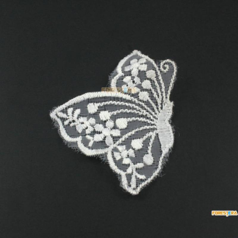 5 Stück Schmetterling Spitze Applikation Weiß Terylen Bestickt Patch 5x7cm | Lace564 von ForestEra