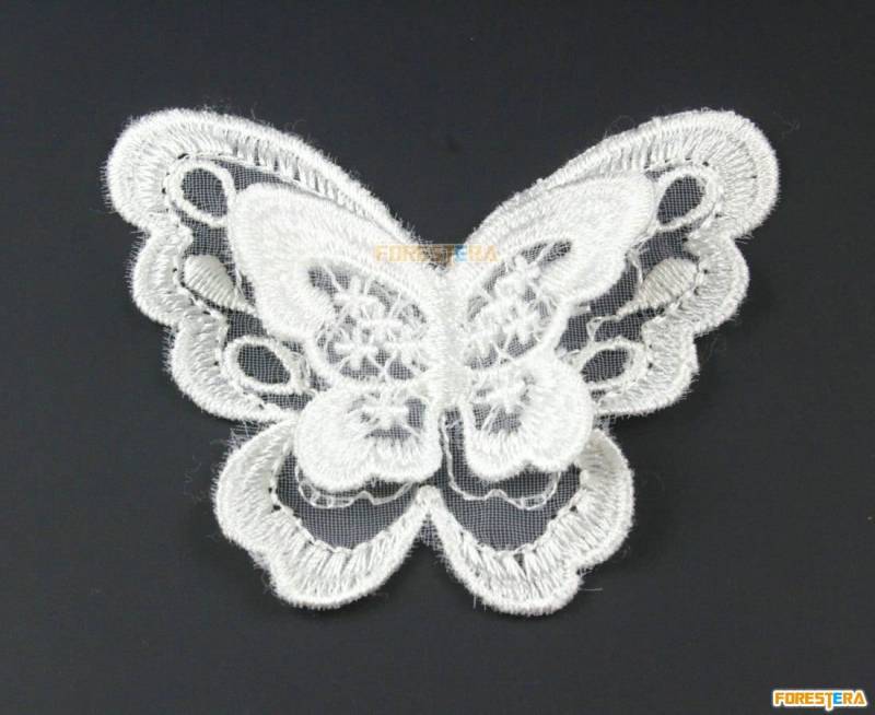 5 Stück Schmetterling Spitze Applikation Weiß Terylen Bestickt Patch 7.5x6.5cm | Lace122 5 Stück Schmetterling Spitze Applikation Weiß Terylen Bestickt Patch 7.5x6.5cm | Lace122 von ForestEra