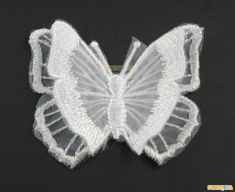 5 Stück Schmetterling Spitze Applikation Weiß Terylen Bestickt Patch 7x6cm | Lace127 von ForestEra