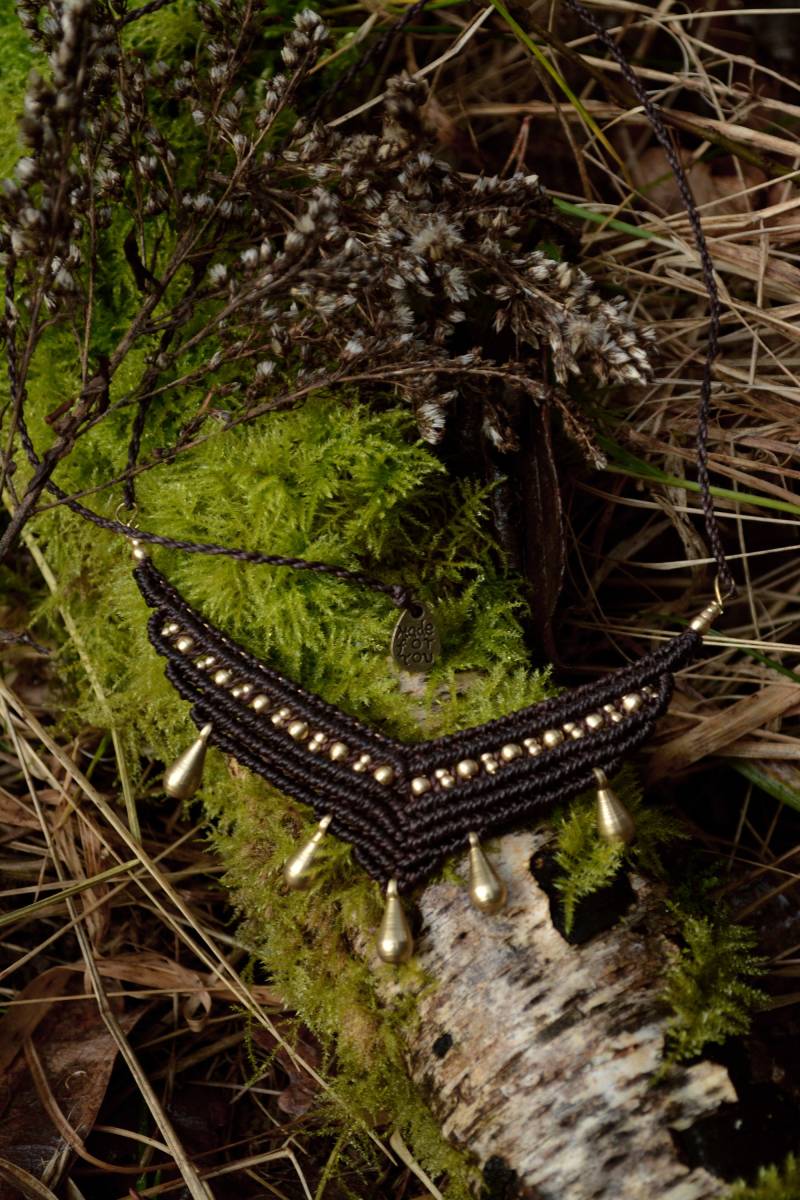 Makrameekette Braungold Makrameekette Braungold von ForestGiftMakramee
