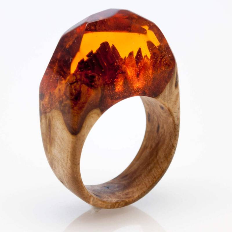 Ring Akazienholz Und Kunstharz "Amber Light"." Harz-Schmuck. Natürliche Holz Schmuck. Geschenk Für Sie. Einzigartiges Geschenk. Handgefertigte Ring von ForestMagicWithRivka