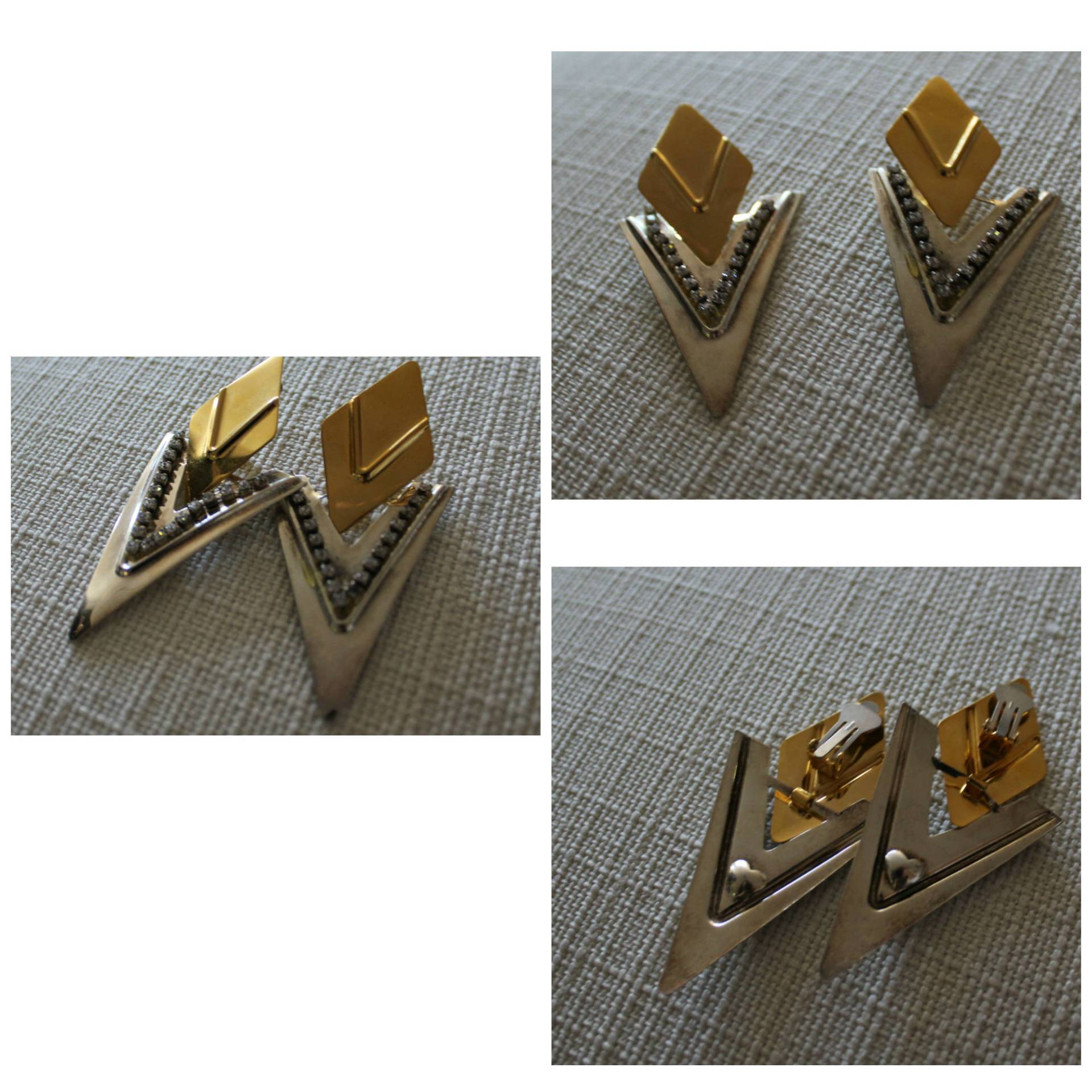 Glamouröse 1980S Vintage Ohrclips Große Gold-/Silberfarbene Ohrclips Mit Straßsteinen - Retro Glam Glamouröse 1980S Vintage Ohrclips Große Gold-/Silberfarbene Ohrclips Mit Straßsteinen - Retro Glam von Forestedgevintage