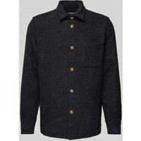 Forét Regular Fit Hemdjacke mit Brusttasche Modell 'MAP' in Anthrazit, Größe M von Forét