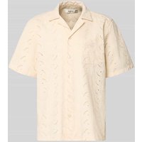 Forét Relaxed Fit Freizeithemd mit Lochstickerei Modell 'LEO PAISLEY' in Offwhite, Größe XXL von Forét