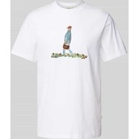 Forét T-Shirt mit Motiv-Print Modell 'HUNT' in Weiss, Größe L von Forét