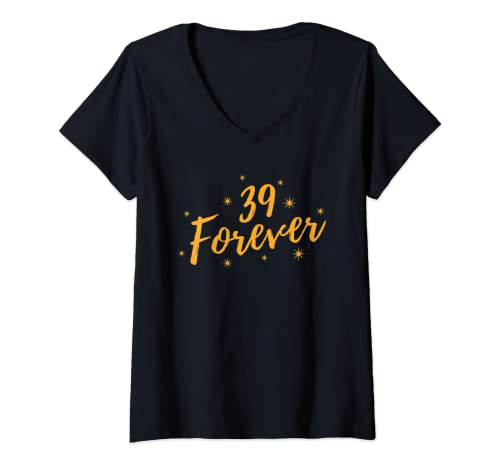 Damen Forever 39 Lustiges 40. Geburtstag Party Over the Hill Happy 40 T-Shirt mit V-Ausschnitt Damen Forever 39 Lustiges 40. Geburtstag Party Over the Hill Happy 40 T-Shirt mit V-Ausschnitt von Forever 39 Funny 40th Birthday Party Over the Hill