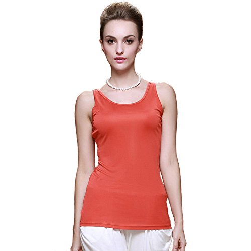 Forever Angel Damen Unterhemd Stricktops Shirt ohne Arm Longer-L?nge 100% Reine Seide Orange Gr??e M von Forever Angel-Damen Tops & Shirts