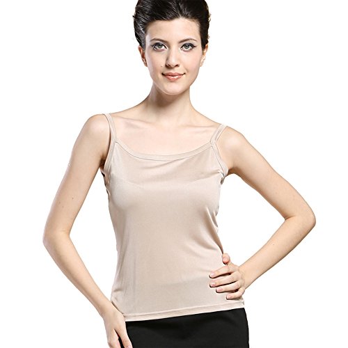 Forever Angel Damen Unterhemd Stricktops Shirt 100% Reine Seide Beige Gr??e L von Forever Angel-Damen Unterw?sche & Dessous