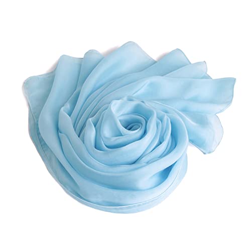Forever Angel Luxus Damen Georgette Seidentuch 100% Seiden-schals Stola Halst¨¹cherr Hellblau Ma?e 78.7"X25.6" / 200cmX65cm von Forever Angel-Schals