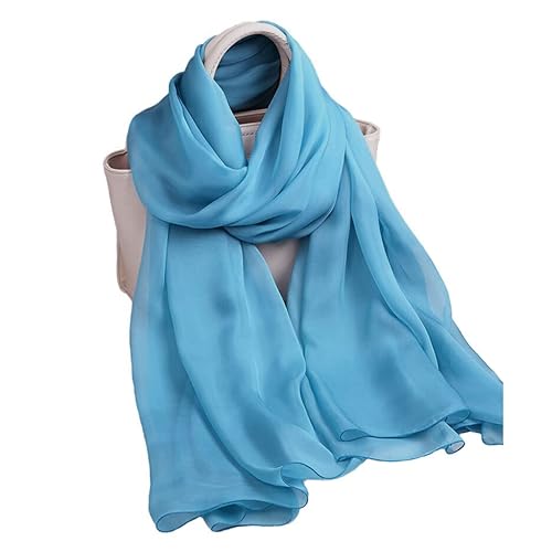 Forever Angel Luxus Damen Georgette Seidentuch 100% Seiden-schals Stola Halstücher Aqua Maße 98.4" x 53" / 250cm x 135cm von Forever Angel-Schals