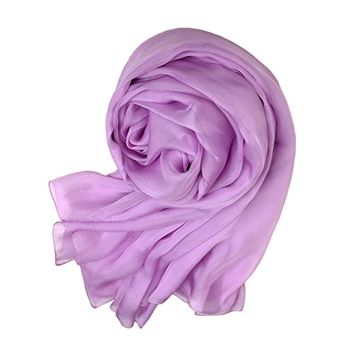 Forever Angel Luxus Damen Georgette Seidentuch 100% Seiden-schals Stola Halstücher Blass Lila Maße 98.4"X25.6" / 250cmX65cm von Forever Angel-Schals