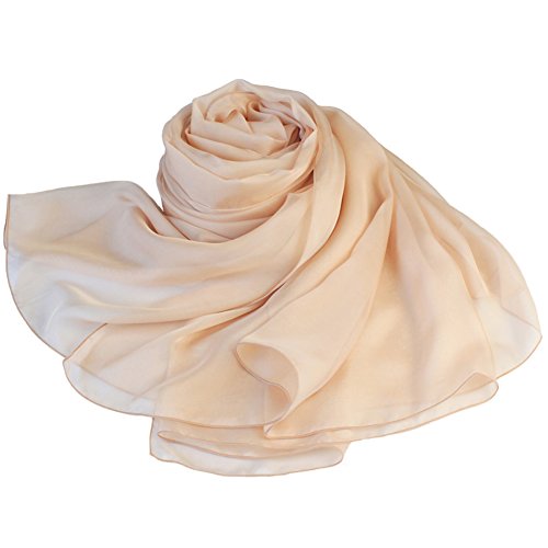Forever Angel Luxus Damen Georgette Seidentuch 100% Seiden-schals Stola Halstücher Hellbeige Maße 53" x 53" / 135cm x 135cm von Forever Angel-Schals