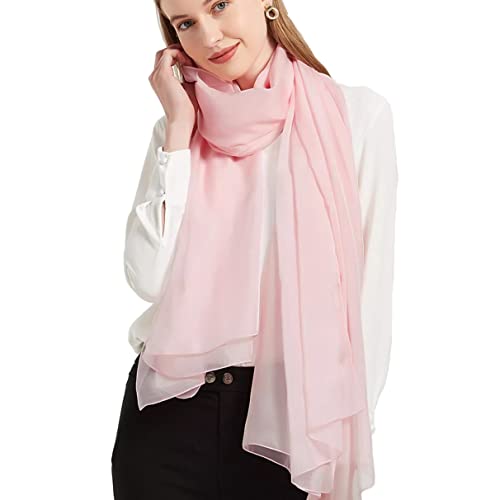 Forever Angel Luxus Damen Georgette Seidentuch 100% Seiden-schals Stola Halstücher Rosa Maße 98.4" x 53" / 250cm x 135cm von Forever Angel-Schals