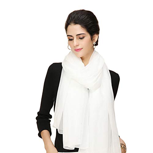 Forever Angel Luxus Damen Georgette Seidentuch 100% Seiden-schals Stola Halstücher Weiß Maße 53" x 53" / 135cm x 135cm von Forever Angel-Schals