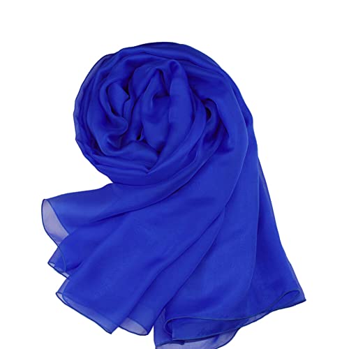 Forever Angel Luxus Damen Georgette Seidentuch 100% Seiden-schals Stola Halstücherr Königsblau Maße 78.7"X25.6" / 200cmX65cm von Forever Angel-Schals