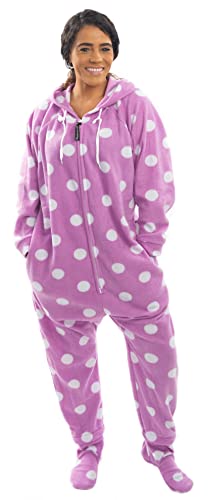 Forever Lazy Footed Erwachsene Onesies Einteiler Pyjama Jumpsuits für Männer und Frauen Unisex mit abnehmbaren Füßen, gepunktet, X-Large von Forever Lazy