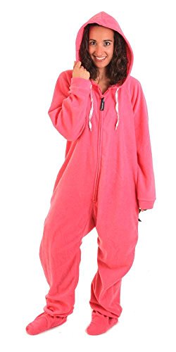 Forever Lazy Footted Einteiler für Erwachsene, Einteiler Pyjama Jumpsuits für Damen und Herren, Unisex - Pink - Large von Forever Lazy
