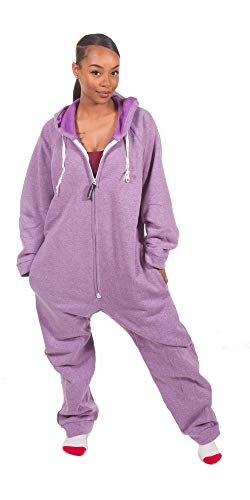 Forever Lazy Schwerer Einteiler für Erwachsene | Einteiler Pyjama Jumpsuits für Damen und Herren | Unisex, Heathered Purple, Small von Forever Lazy