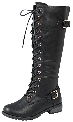 Forever Link Damen Kampfstiefel, Schwarz, 5.5 von Forever Link