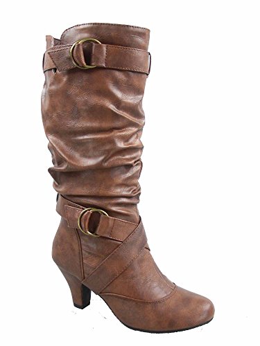 Forever Link Maggie-39 Damen-Stiefel mit niedrigem Absatz und Reißverschluss, Braun (braun), 37.5 EU von Forever Link