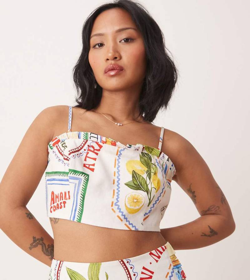 Forever New Petite - Bandeau-Top mit Postkartenprint, Kombiteil-Weiß von Forever New Petite