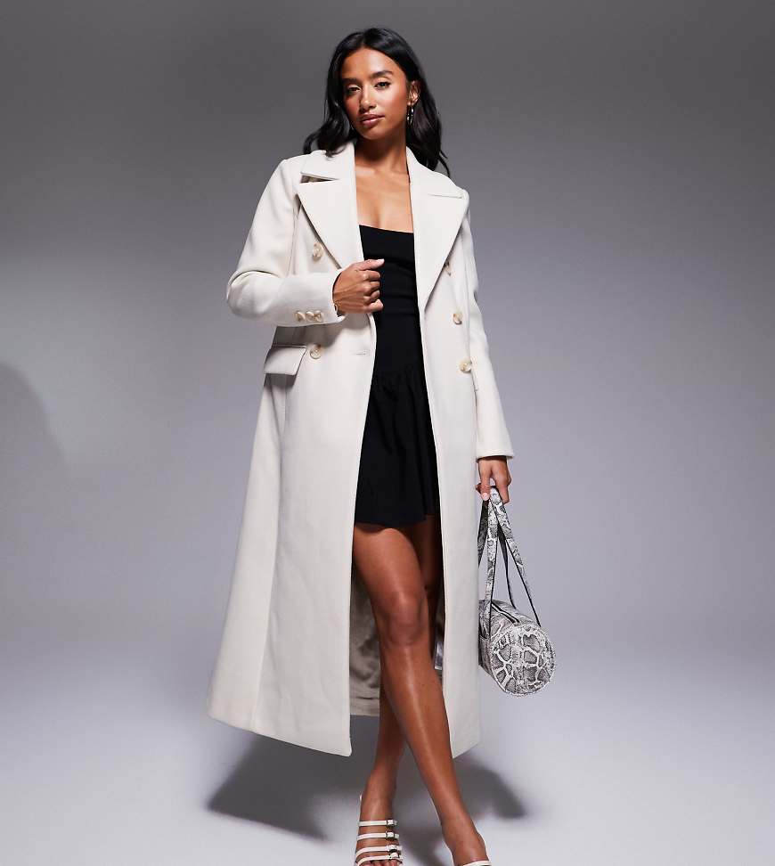 Forever New Petite - Eleganter Duster-Mantel in Creme mit Longline-Schnitt-Weiß Forever New Petite - Eleganter Duster-Mantel in Creme mit Longline-Schnitt-Weiß von Forever New Petite