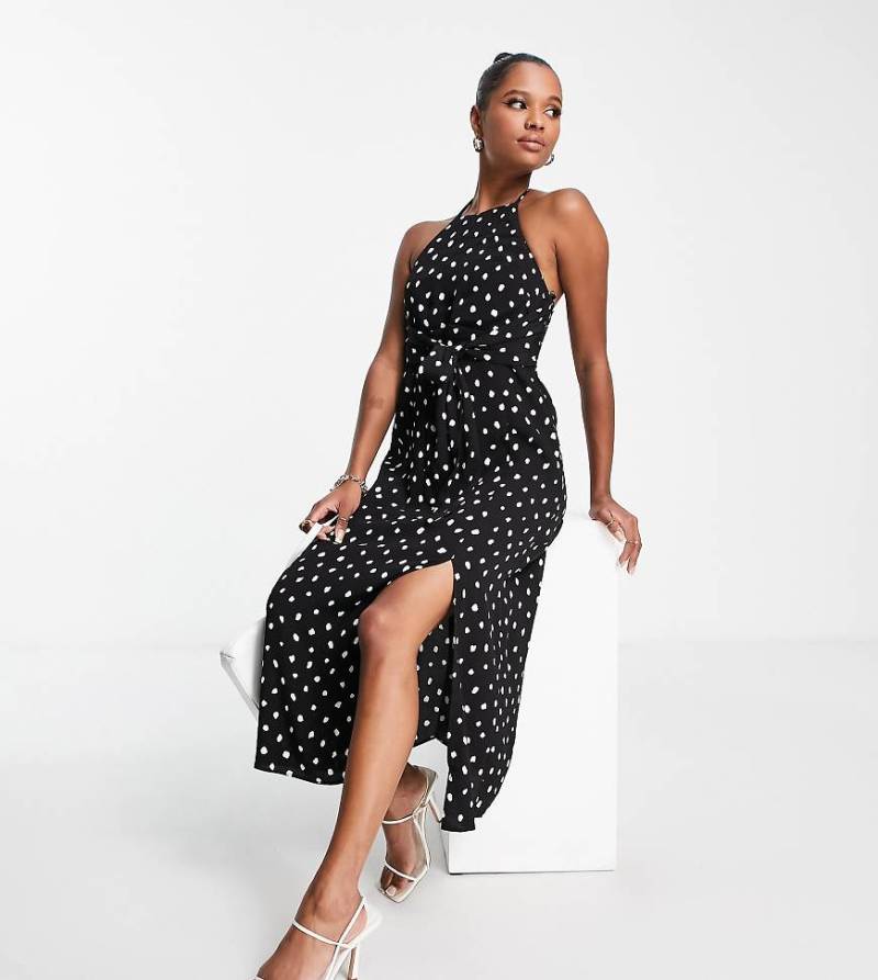 Forever New Petite - Gepunktetes Midikleid mit Neckholder-Schwarz von Forever New Petite