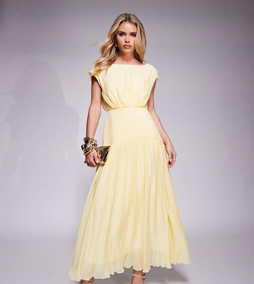 Forever New Petite - Maxikleid in Zitronengelb mit tiefem Saum von Forever New Petite