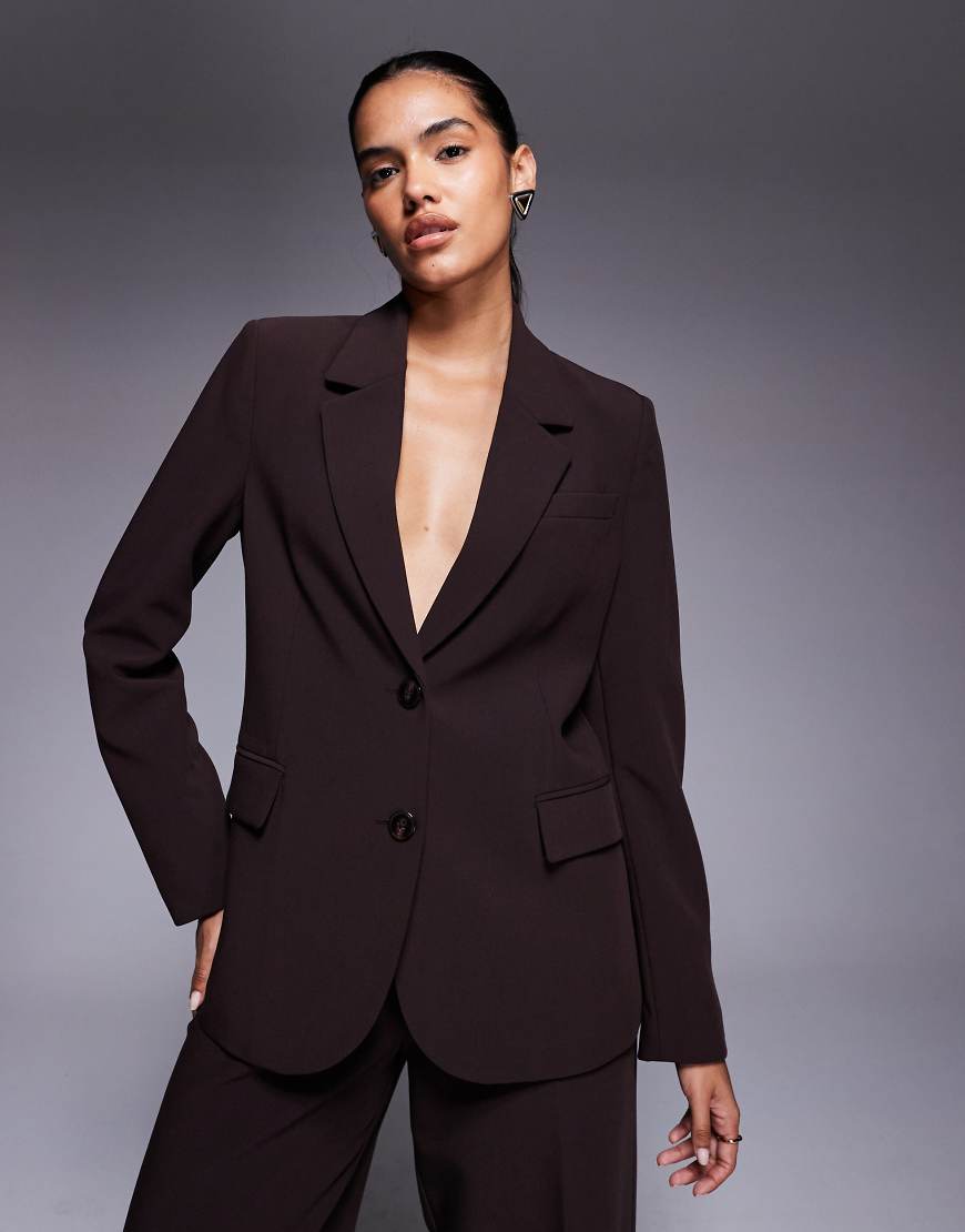 Forever New - Anzugblazer in Schokobraun mit lockerer Passform, Kombiteil-Brown von Forever New