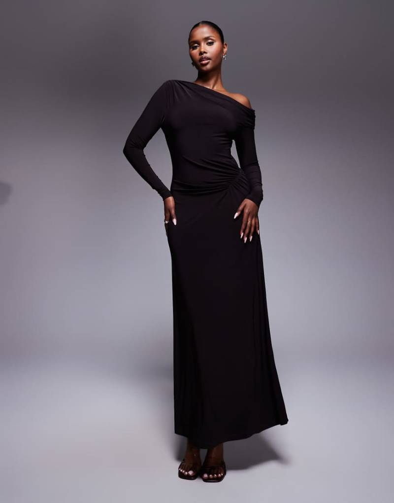 Forever New - Asymmetrisches Midaxi-Kleid in dunklem Pflaumenton-Schwarz von Forever New