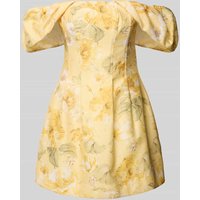 Forever New Körpernahes Cocktailkleid mit Leinen-Anteil Modell 'Jacquie' in Hellgelb, Größe 34 von Forever New