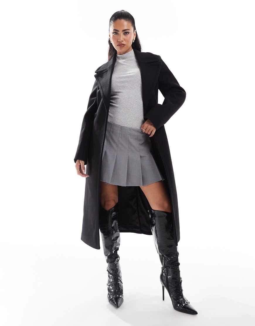 Forever New - Eleganter Wickelmantel in Schwarz-Neutral von Forever New