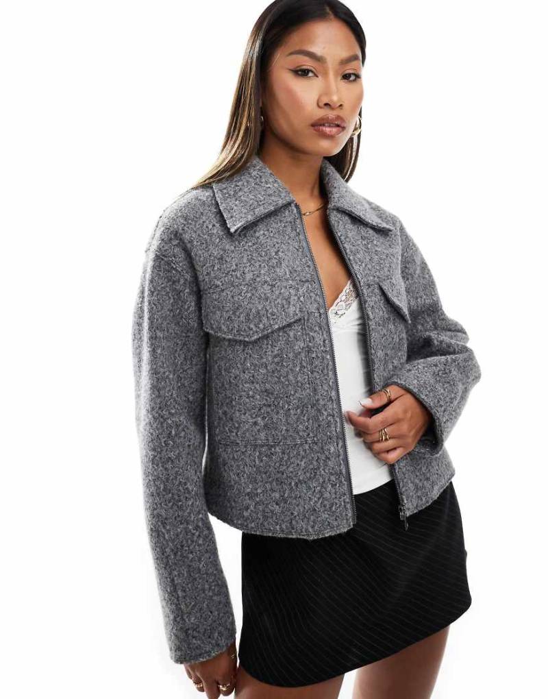 Forever New - Hemdjacke in Anthrazit mit Reißverschluss-Grau von Forever New