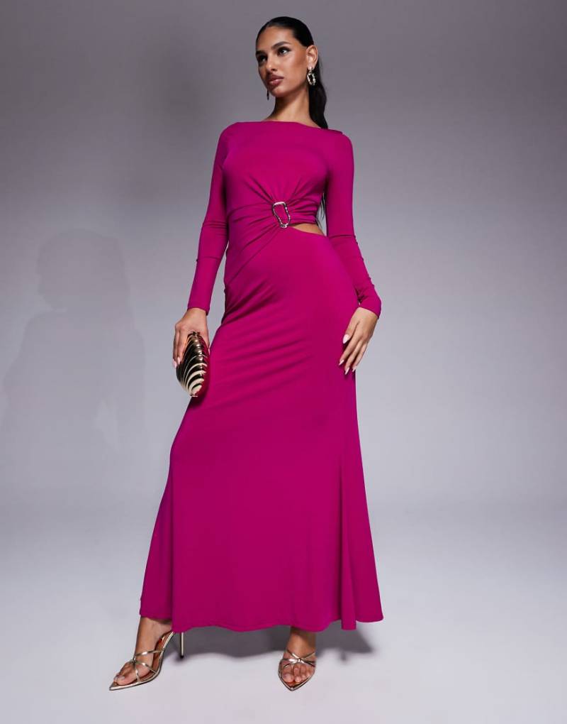 Forever New - Jersey-Maxikleid in Magenta mit Zierausschnitt-Rosa von Forever New