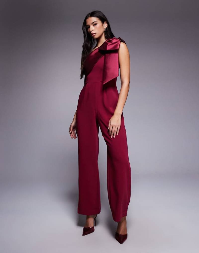 Forever New - Jumpsuit in Pflaume mit One-Shoulder-Träger und Schleifen-Detail-Lila von Forever New