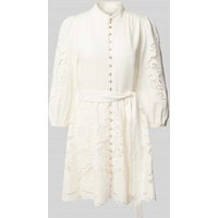 Forever New Leinencocktailkleid mit Spitzenbesatz in Offwhite, Größe 38 von Forever New
