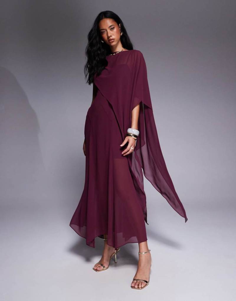 Forever New - Maxikleid in Portweinrot mit Flügelärmeln von Forever New