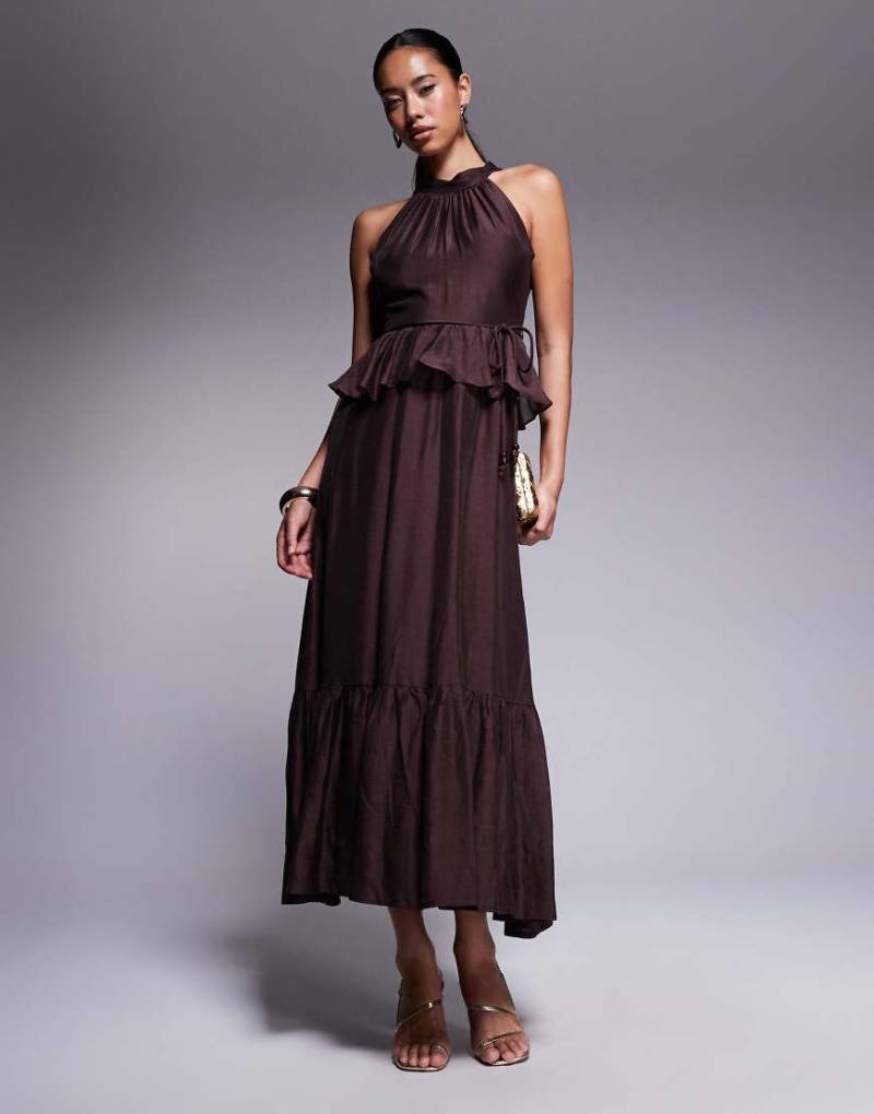 Forever New - Maxikleid in Schokobraun mit tiefem Saum von Forever New