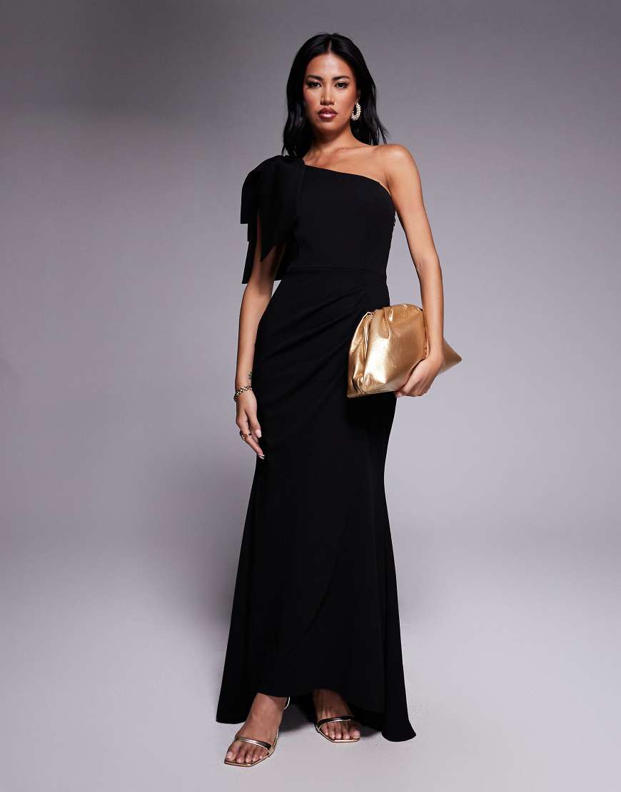 Forever New - Maxikleid in Schwarz mit One-Shoulder-Träger und Schleife von Forever New