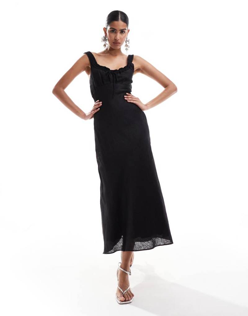 Forever New - Midaxi-Kleid in Schwarz mit geraffter Brustpartie von Forever New