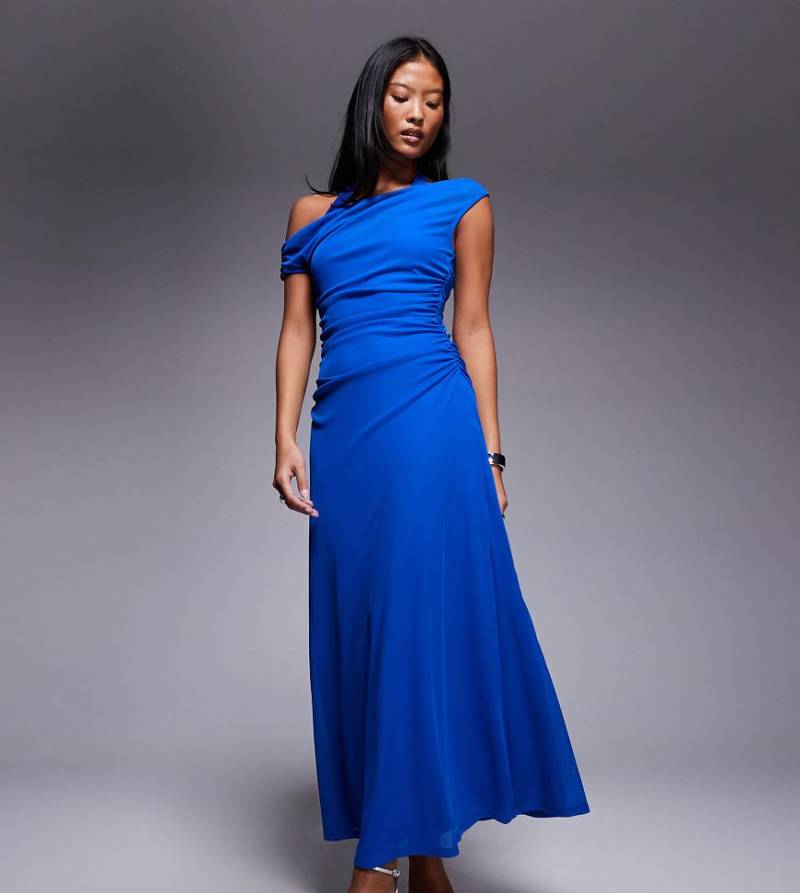 Forever New Petite - Brooklyn - Zweilagiges Midaxikleid aus Netzstoff in Kobaltblau von Forever New