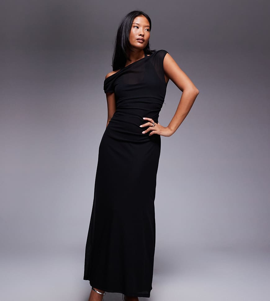 Forever New Petite - Brooklyn - Zweilagiges Midaxikleid aus Netzstoff in Schwarz von Forever New