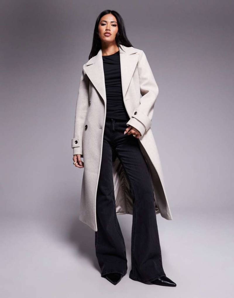 Forever New - Zweireihiger Trenchcoat in Stone mit Gürtel-Neutral von Forever New