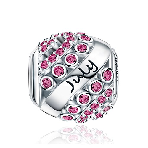 FOREVER QUEEN Juni Geburtsstein Charm Bead für Damen 925 Sterling Silber zum Geburtstag 12 Farben Jan- Dez Anhänger für Armband und Halskette FQ0004-7“MEHRWEG” von FOREVER QUEEN