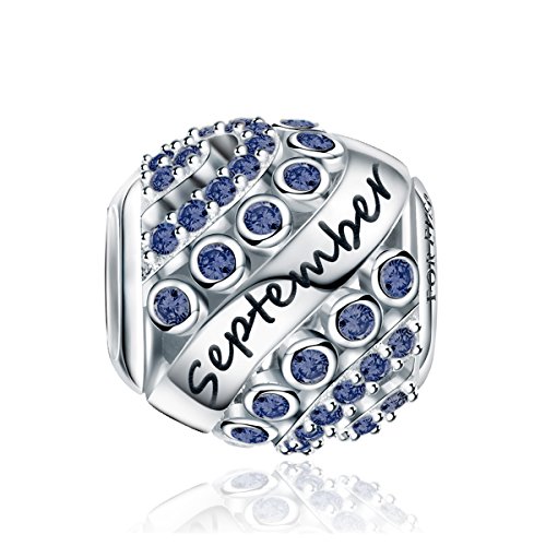 FOREVER QUEEN September Geburtsstein Charm Bead für Damen 925 Sterling Silber, zum Geburtstag 12 Farben Jan Dez Anhänger für Armband und Halskette FQ0004-9“MEHRWEG” von FOREVER QUEEN