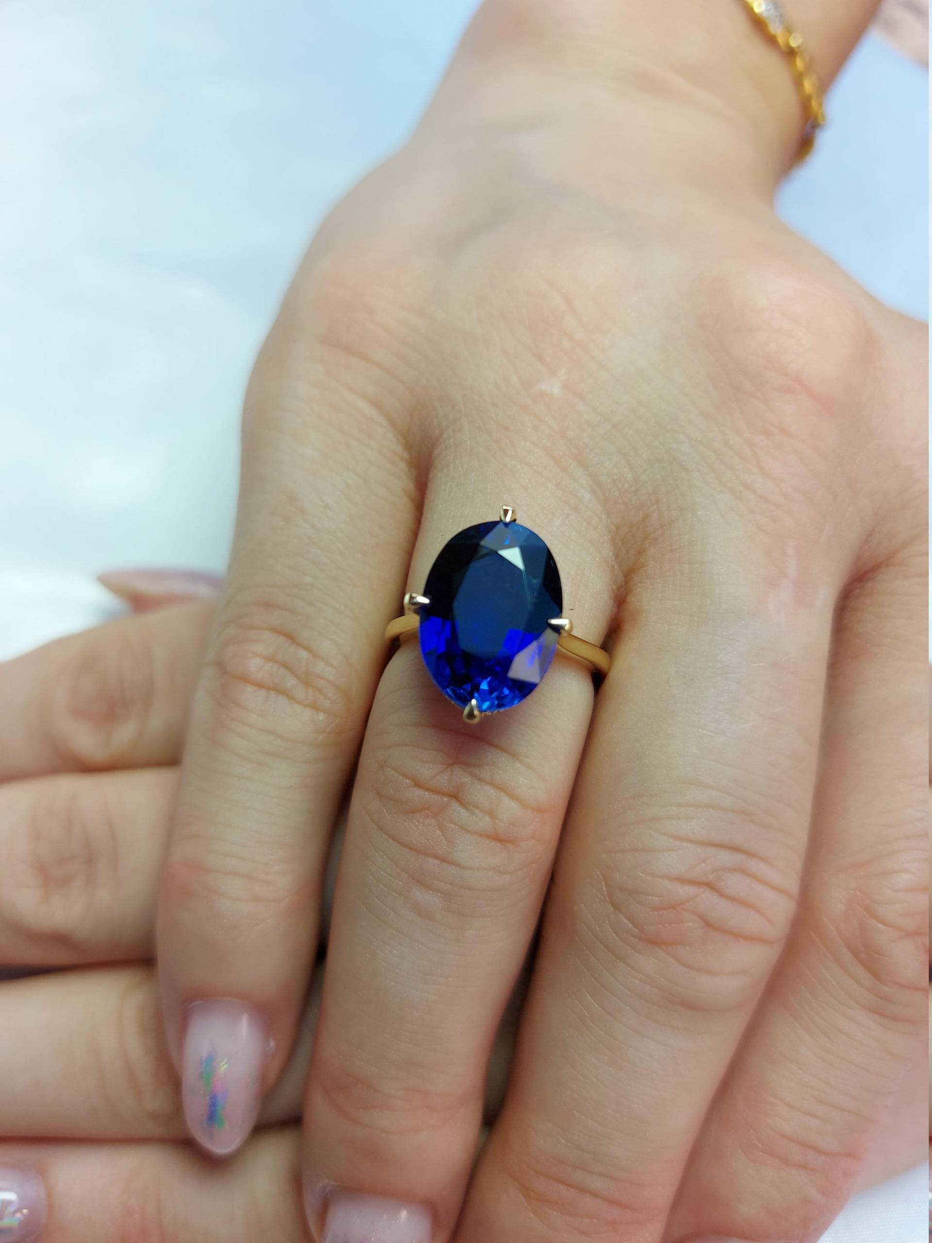 Echter Blauer Saphir Oval Geschliffener Verlobungsring 139mm Blauer Diamant Hidden Halo Ring Vorschlag Ring von ForeverForLove